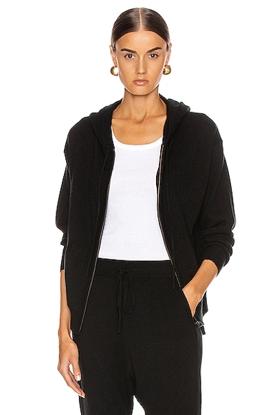 Shop Nili Lotan Emmaline Cashmere Zip Front Hoodie In Black