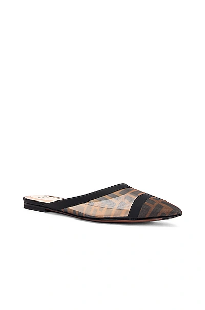 Shop Fendi Logo Flats In Black