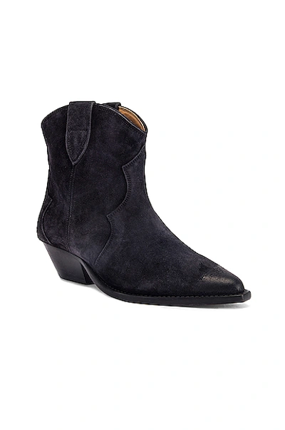 Isabel Marant Dewina Distressed Suede Ankle Boots In Faded Black