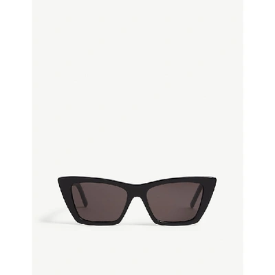 Shop Saint Laurent Women's Black Mica Cat-eye Frame Acetate Sunglasses