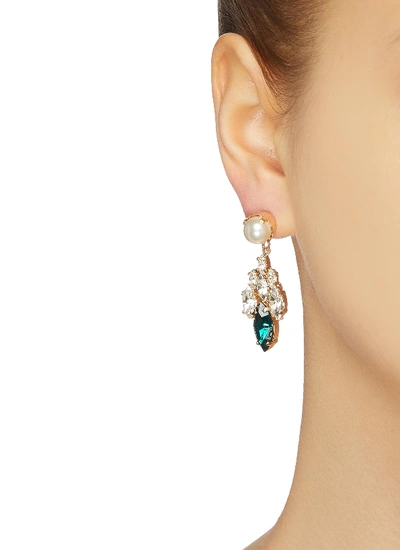 Shop Anton Heunis Pearl Stud Clustered Swarovski Crystal Drop Earrings