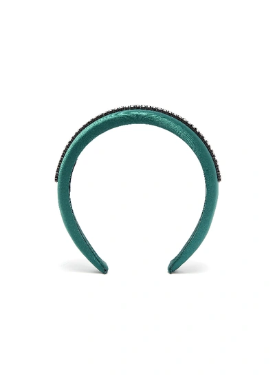 Shop Venna Glass Crystal Satin Headband In Green