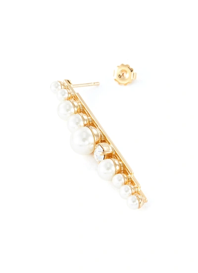 Shop Anton Heunis Swarovski Crystal Pearl Linear Drop Earrings In White