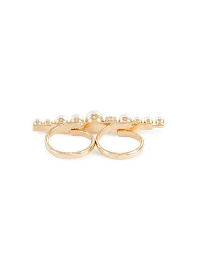 Shop Anton Heunis Swarovski Crystal Pearl Two Finger Ring