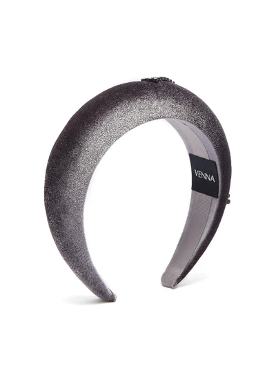 Shop Venna Star Glass Crystal Velvet Headband In Grey