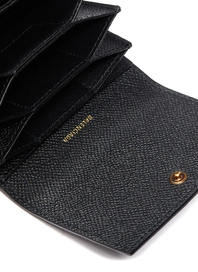 Shop Balenciaga Ville' Logo Print Accordion Leather Card Holder In Black