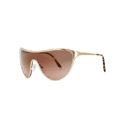 Shop Prada Pale Gold-tone Aviator-style Sunglasses