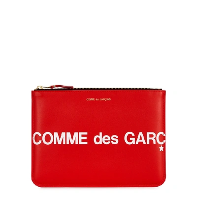 Shop Comme Des Garçons Medium Red Leather Pouch