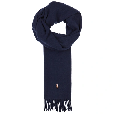 Shop Polo Ralph Lauren Navy Wool Scarf