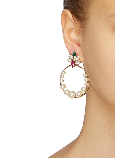 Shop Anton Heunis Swarovski Crystal Stud Pearl Detachable Hoop Earrings