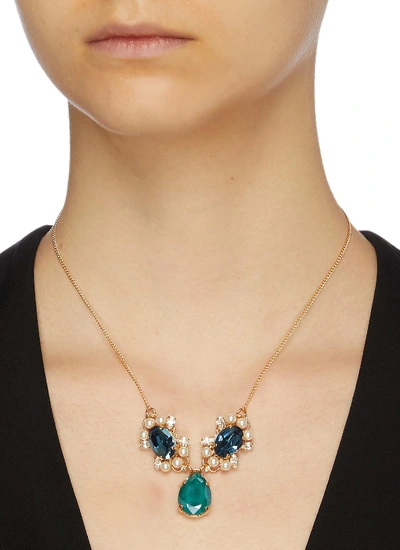 Shop Anton Heunis Clustered Swarovski Crystal Pearl Pendant Necklace In Metallic