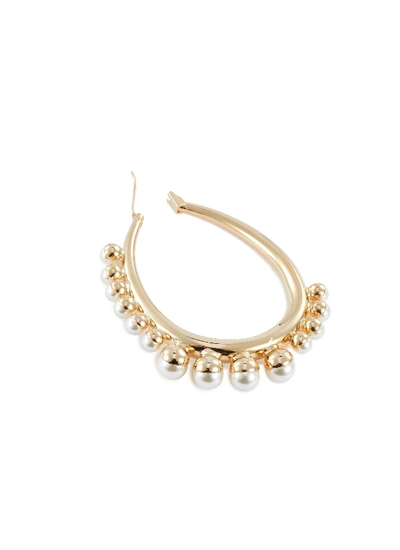 Shop Anton Heunis Swarovski Pearl Oval Hoop Earrings In Metallic