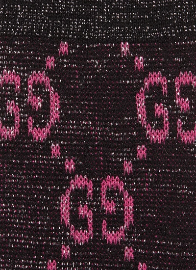 Shop Gucci Gg Logo Intarsia Socks In Black / Pink