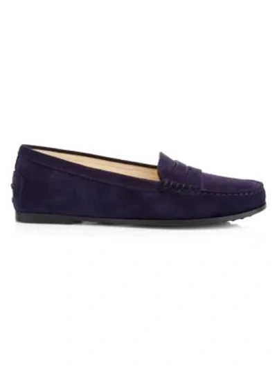 Shop Tod's Gommino Suede Driving Loafers In Blue