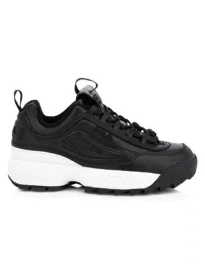 Shop Fila Disruptor Ii Premium Leather Sneakers In Black White