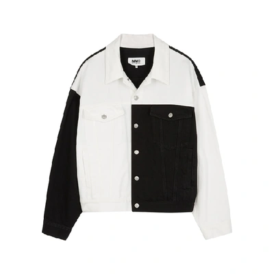 Shop Mm6 Maison Margiela Mm6 By Maison Margiela Monochrome Denim Jacket In Black And White