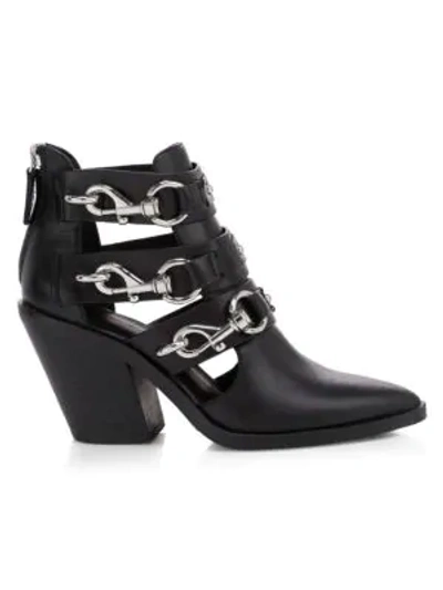 Shop Rebecca Minkoff Seavie Lobster Clip Leather Ankle Boots In Black