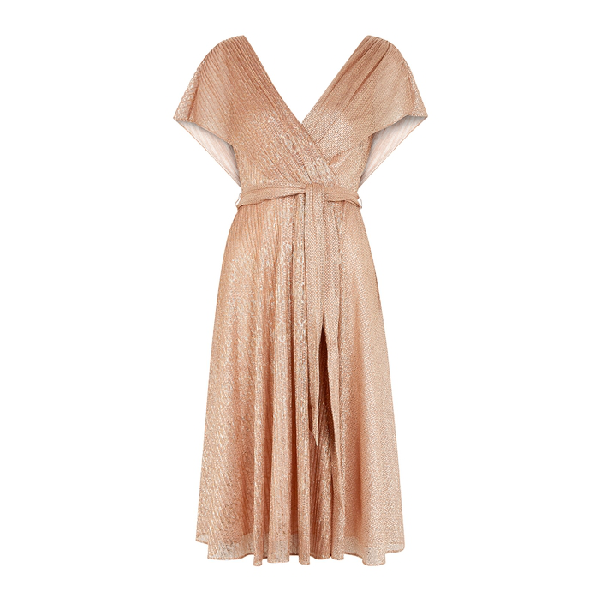 alice and olivia rose gold dress