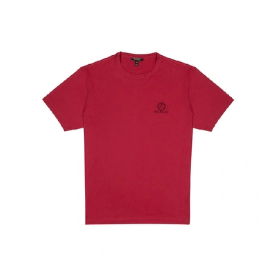 Shop Belstaff Red Embroidered Logo Cotton T-shirt