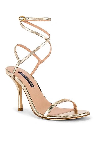 Shop Stuart Weitzman X Revolve Barelynudist 100 Sandal In Light Gold