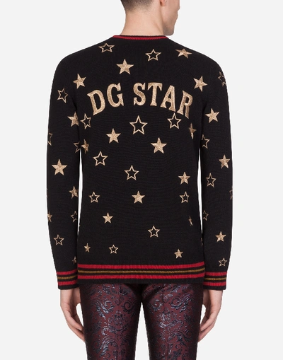 Shop Dolce & Gabbana Cashmere Sweater With Embroidery In Black