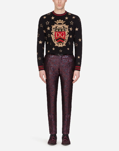 Shop Dolce & Gabbana Cashmere Sweater With Embroidery In Black