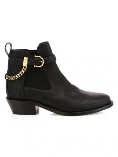 Shop Ferragamo Women's Ardisievit Chain Leather Chelsea Boots In Black