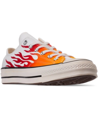 Shop Converse Men's Chuck Taylor 70 Flame Low Top Casual Sneakers From Finish Line In White/enamel Red/bold Man