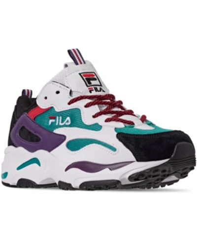 Shop Fila Men's Ray Tracer Casual Athletic Sneakers From Finish Line In Black/purple/red/teal