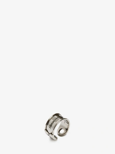 Shop Alexander Mcqueen Safety Pin Ring In Silver
