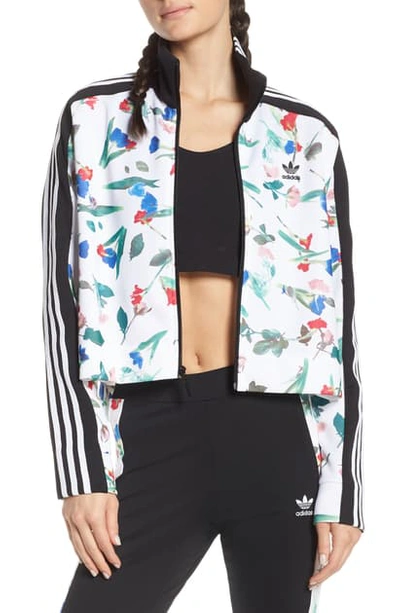 Shop Adidas Originals Floral Print Crop Track Jacket In Multicolor