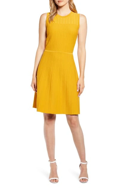 Shop Anne Klein Fit & Flare Sweater Dress In Cezanne Yellow