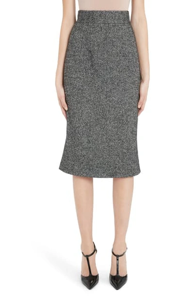 Shop Dolce & Gabbana Fluted Tweed Skirt In Black/ White
