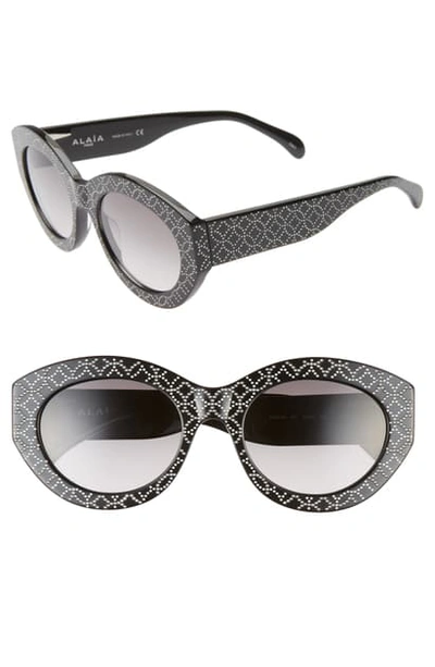 Shop Alaïa 52mm Cat Eye Sunglasses In Black/ Grey Print