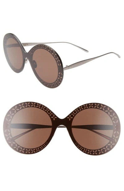 Shop Alaïa Round Sunglasses In Rutenium