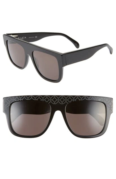 Shop Alaïa 54mm Flat Top Sunglasses In Black Print