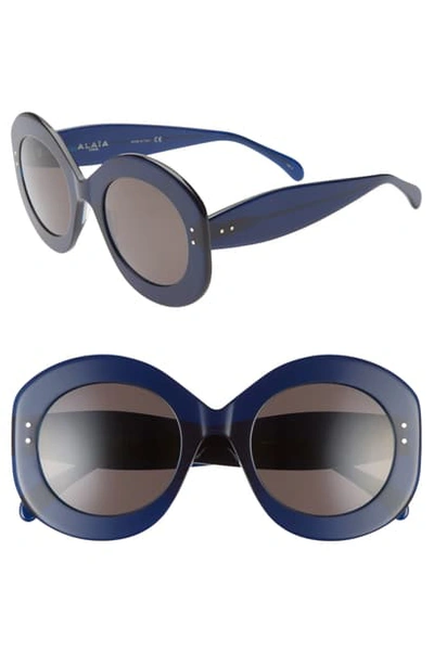 Shop Alaïa 52mm Round Sunglasses In Blue