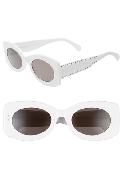 Shop Alaïa 51mm Oval Sunglasses In White