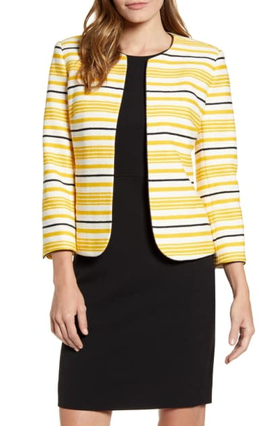 Shop Anne Klein Stripe Tweed Jacket In Cezanne Yellow Combo