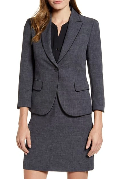 Shop Anne Klein Peak Lapel Blazer In Nantucket Grey/ Anne Black