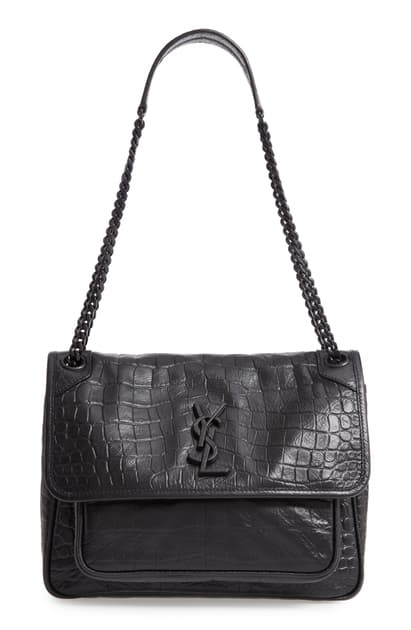 ysl croc embossed shoulder bag