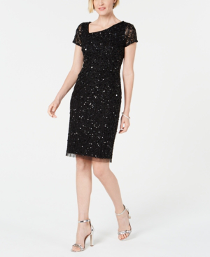 adrianna papell hand beaded sheath dress
