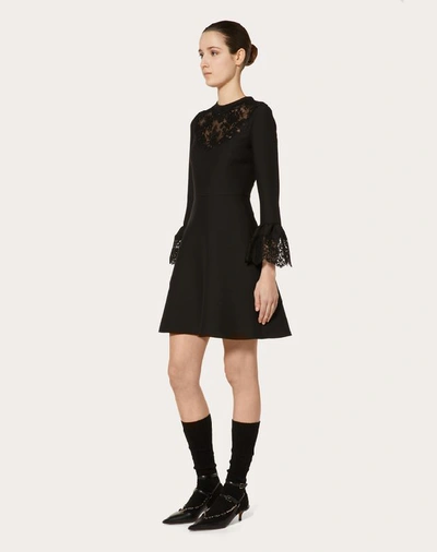 Shop Valentino Crepe Couture And Lace Dress In Black