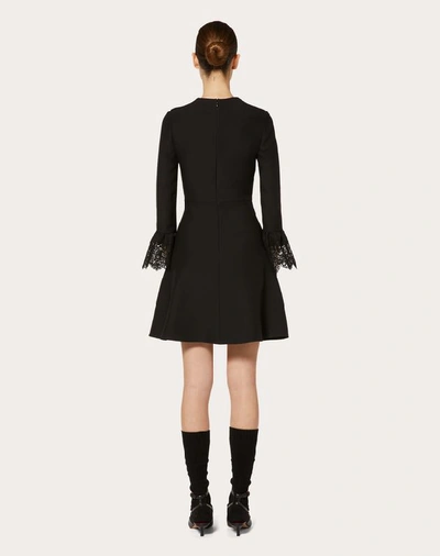 Shop Valentino Crepe Couture And Lace Dress In Black