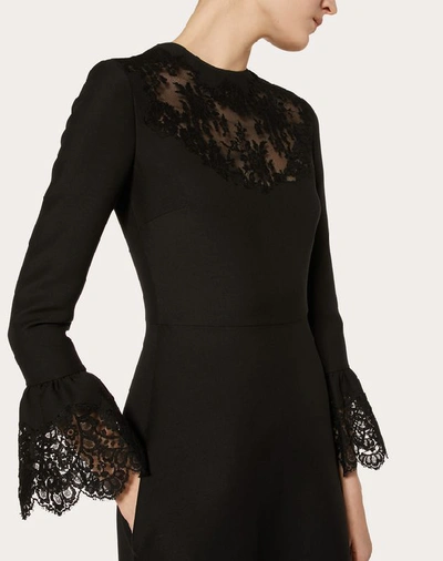 Shop Valentino Crepe Couture And Lace Dress In Black