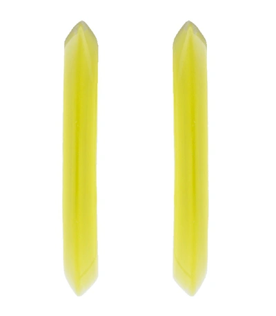 Shop Alison Lou Medium Neon Yellow Loucite Jelly Hoops In Yellow Gold