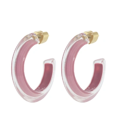 Shop Alison Lou Small Rose Loucite Jelly Hoops In Yellow Gold