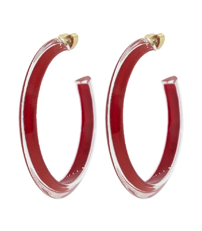 Shop Alison Lou Medium Red Loucite Jelly Hoops In Yellow Gold