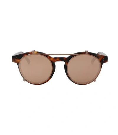 Shop Linda Farrow Brow Bar Rounded Sunglasses In Multi