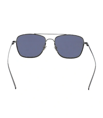 Shop Linda Farrow Aviator Black Leather Sunglasses In Black/grey